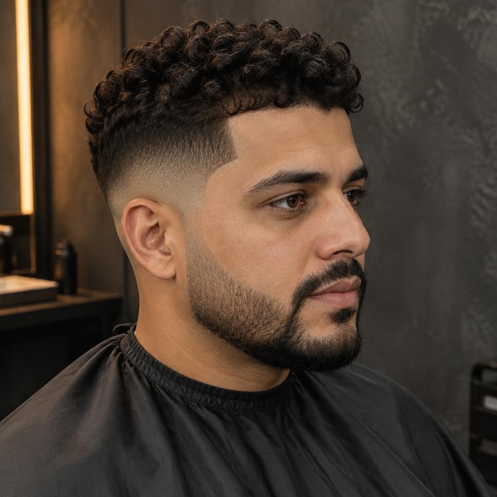 Depois: degradê baixo e barba alinhada
