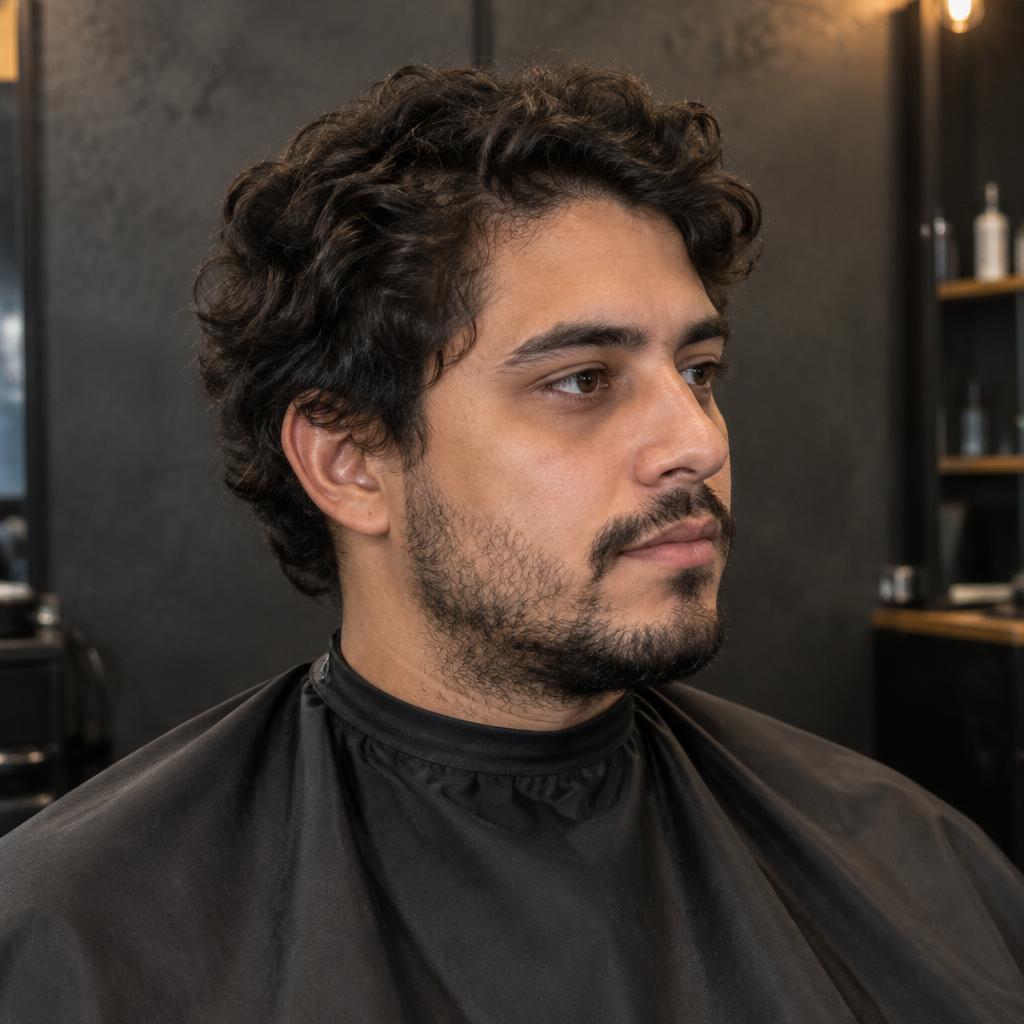 Antes: cabelo crescido e barba sem acabamento